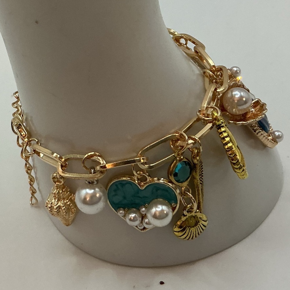 CUSTOM HANDMADE CHARM BRACELET YOU CHOOSE SUBJECTS AND COLORS SEE DESCRIPTION…